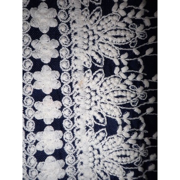 Ultra Pink Jillian Top Women S blue White Lace Boho‎ Casual Retro Embroidered - Picture 7 of 8